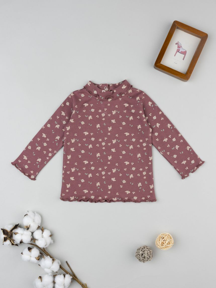 T-shirt rosa antico bimba allover