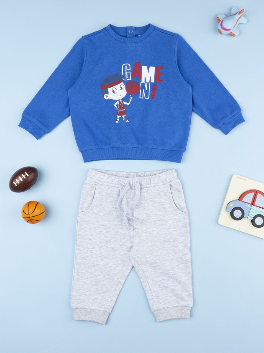 Completo jogging bimbo grigio/blu