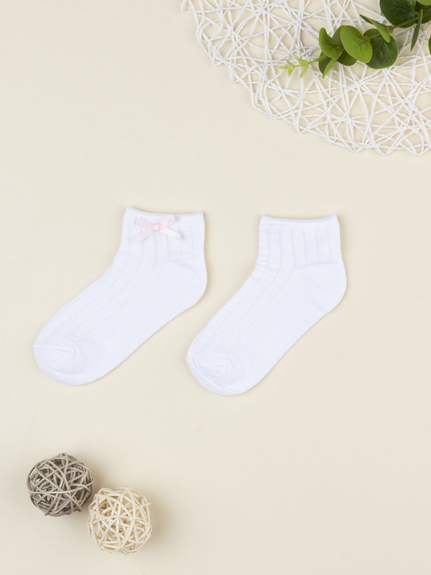 Calze bimba bianche con fiocco