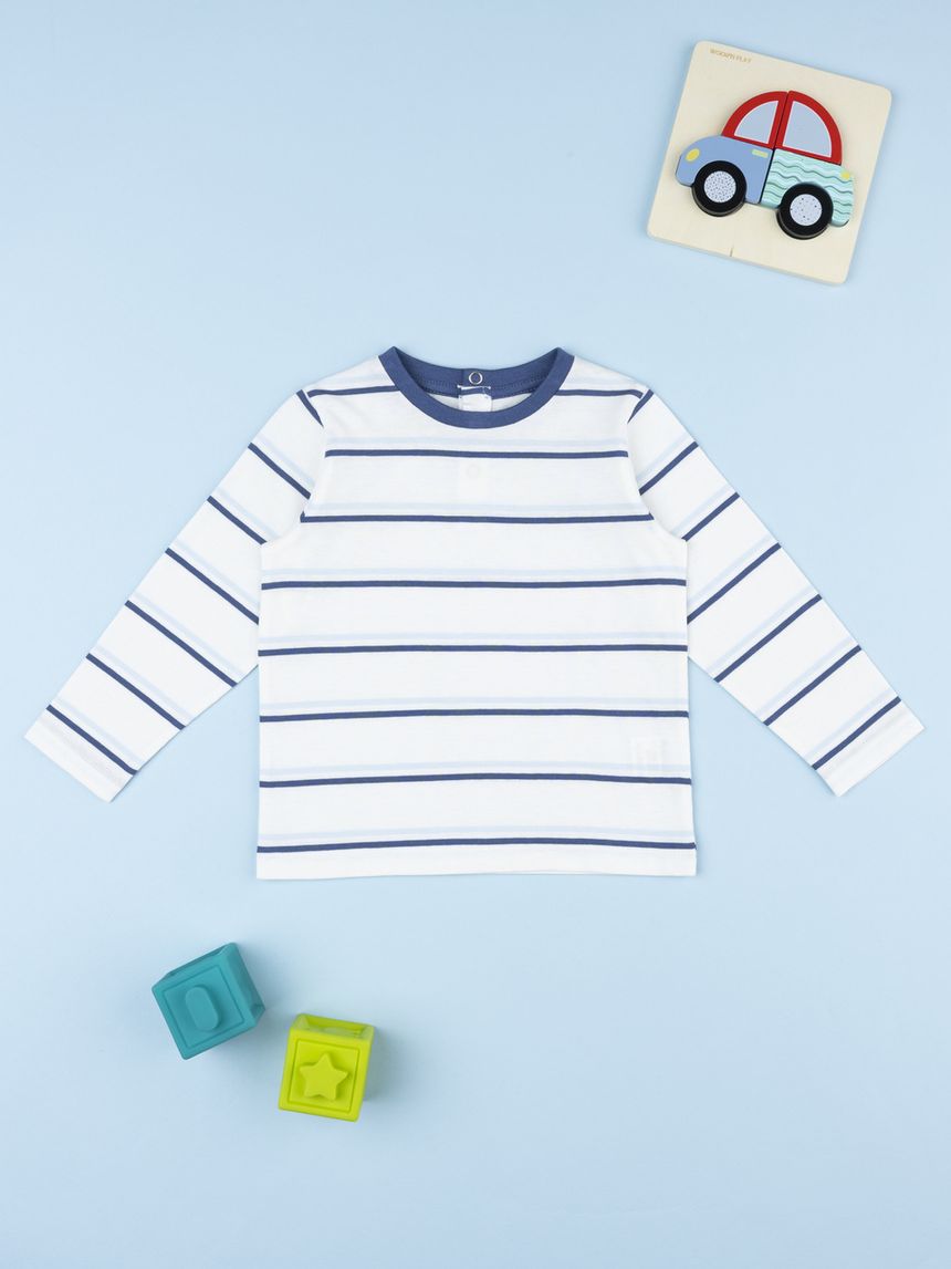 T-shirt bimbo bianca rigata