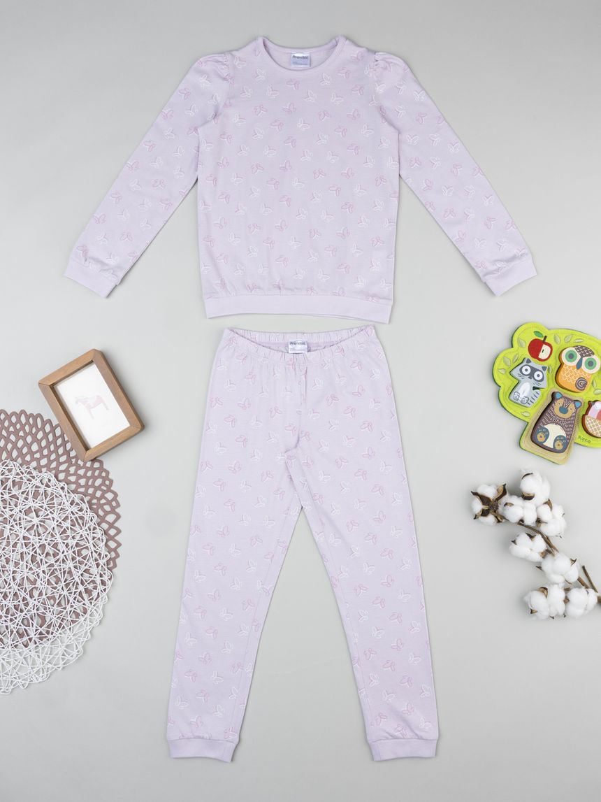 Pigiama due pezzi lilla bimba farfalline