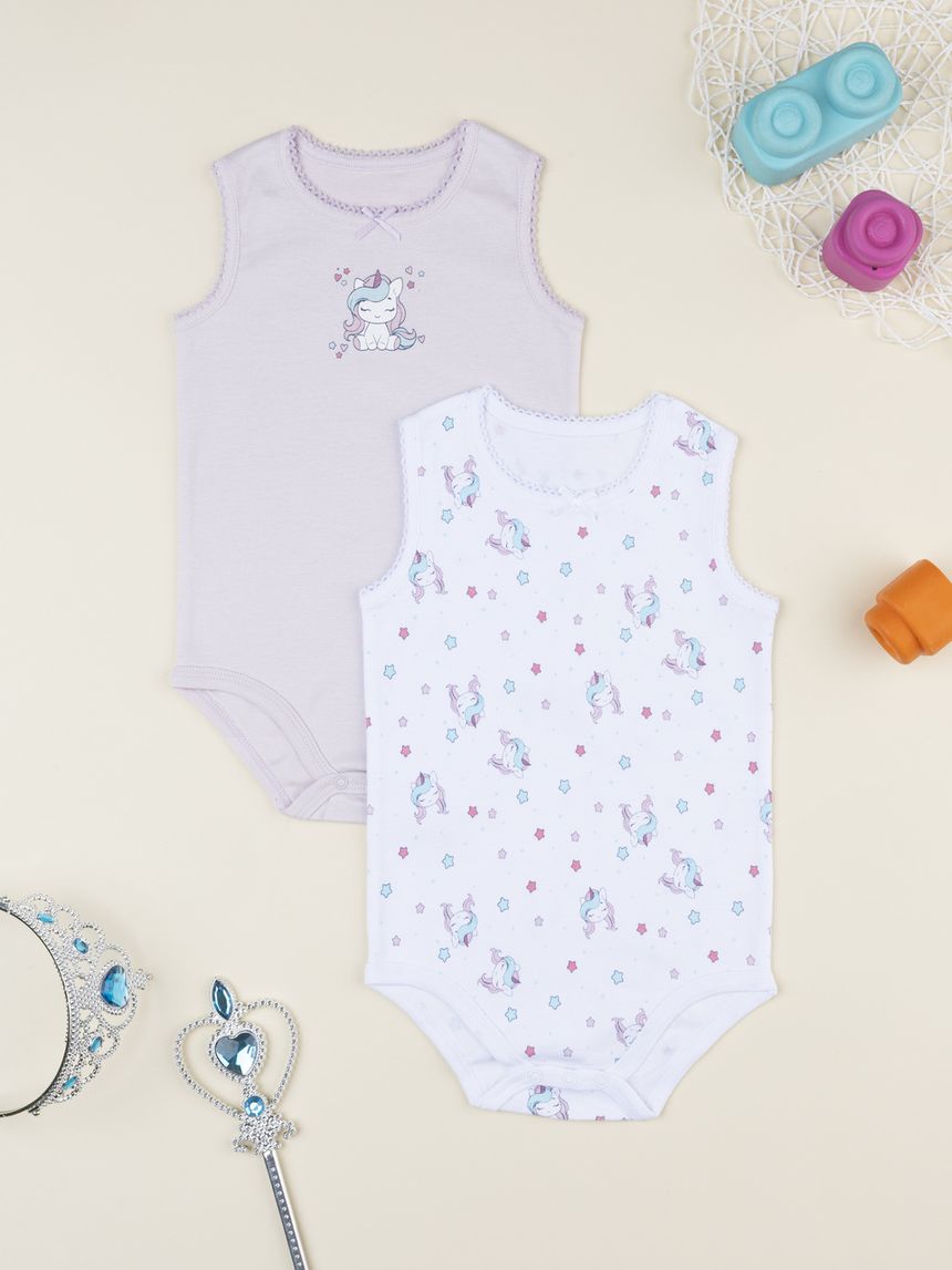 Pack 2 body bimba unicorni lilla/bianco