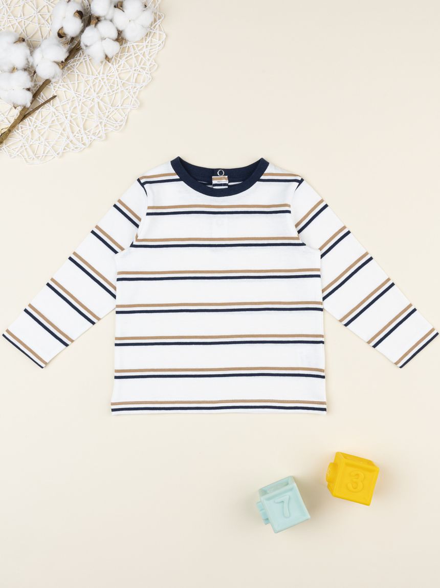 T-shirt bimbo rigata blu