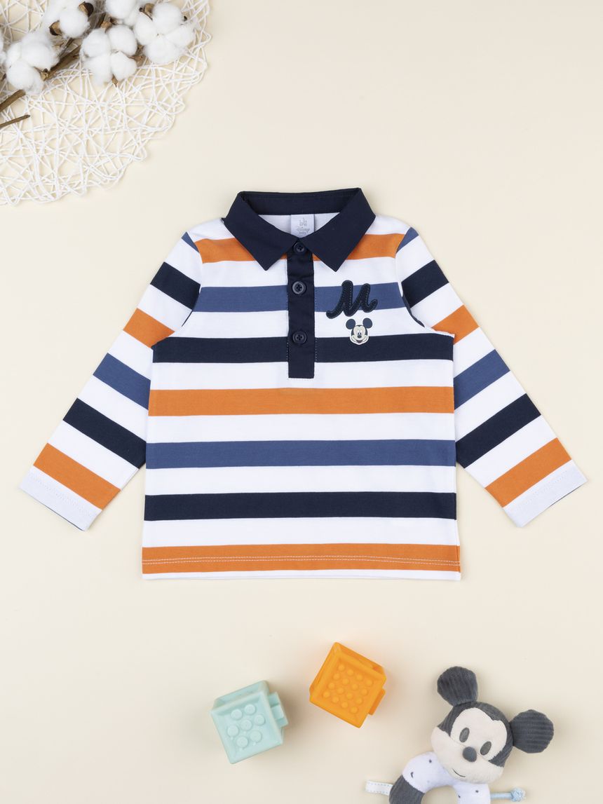 Polo bimbo mickey mouse rigata