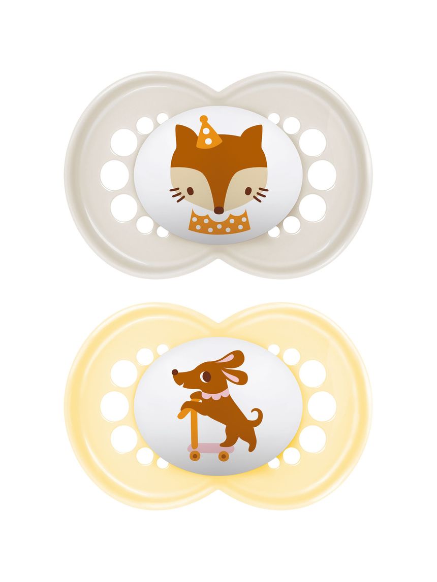 Succhietti original 6+ silicone bio-circolare conf. doppia grigio/giallo - mam