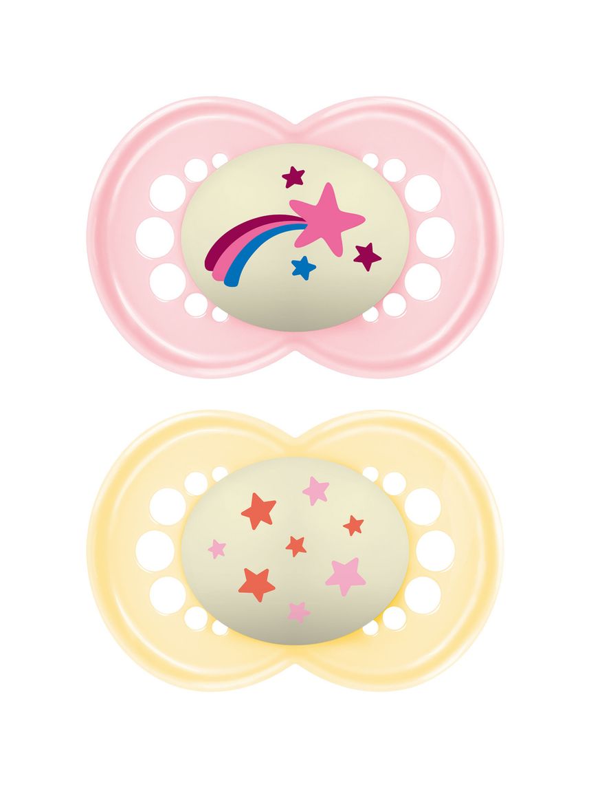 Succhietti original night 16+ silicone bio-circolare conf. doppia rosa/giallo - mam