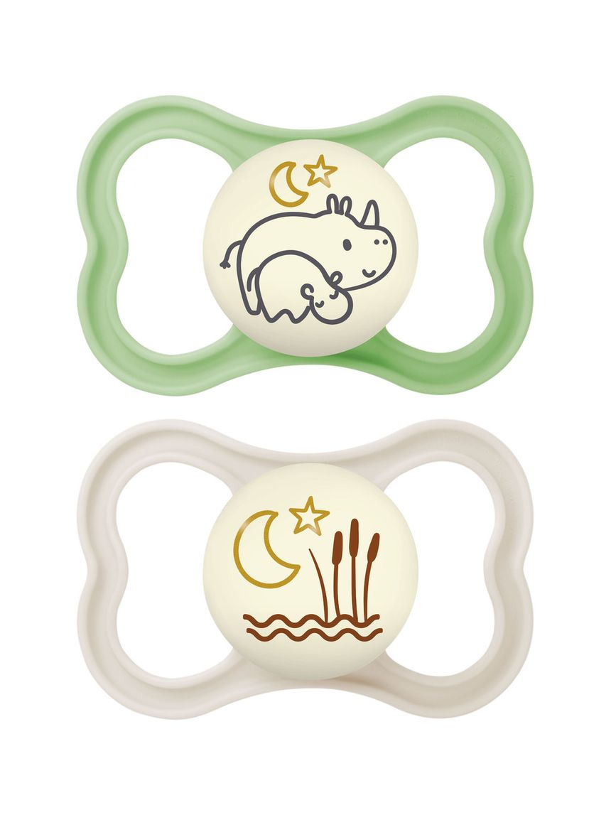 Succhietti air night 6+ silicone bio-circolare conf. doppia verde/grigio - mam