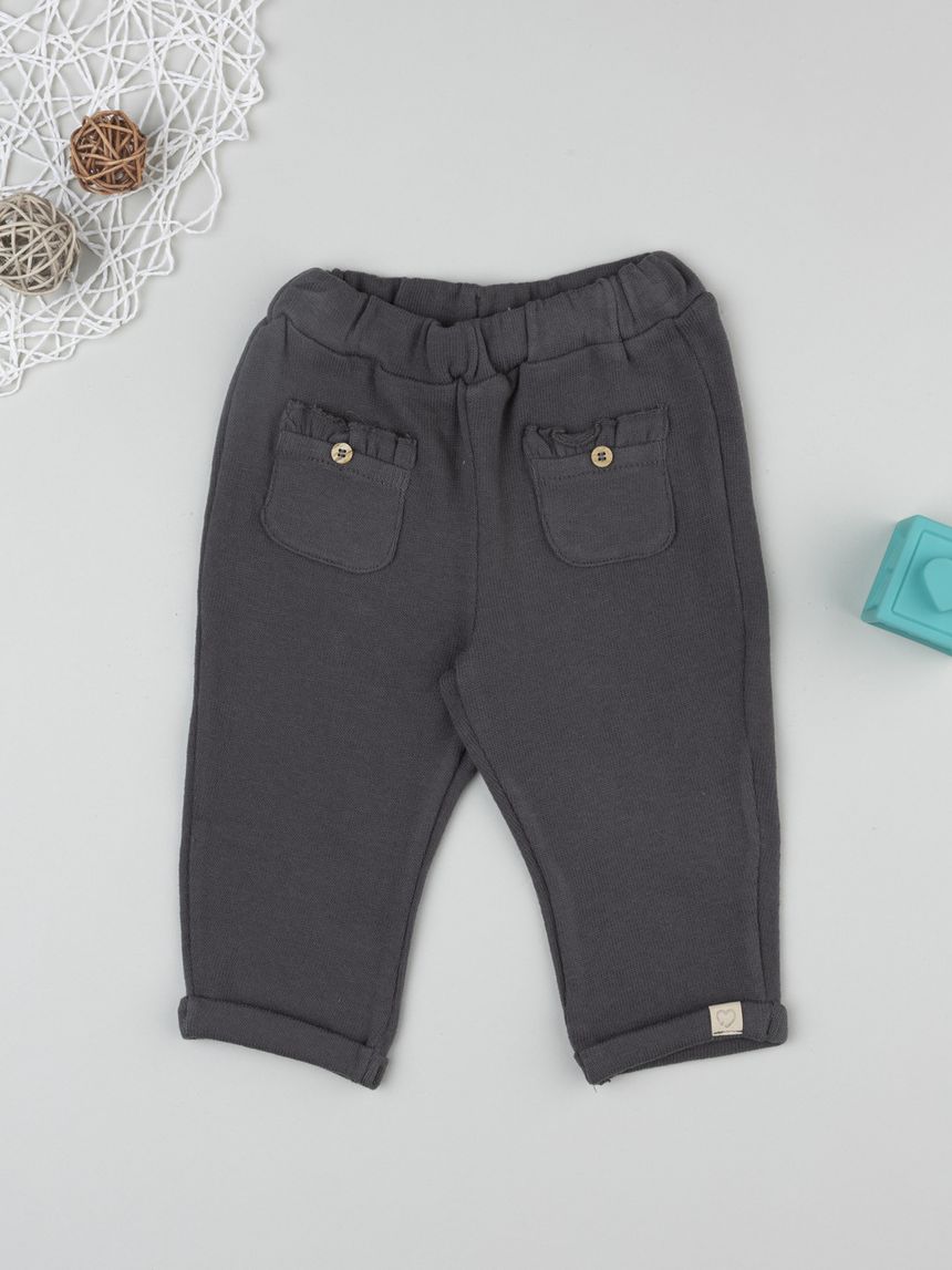 Pantalone bimba grigio con taschine