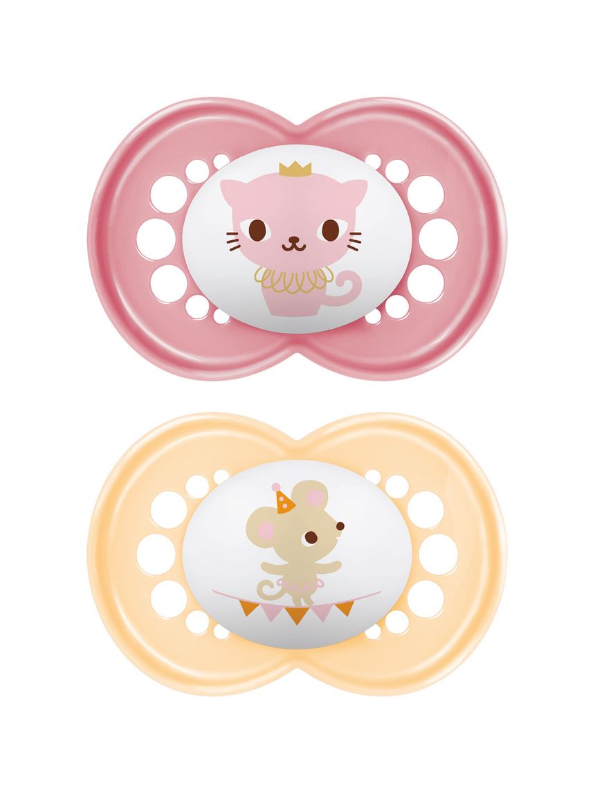 Succhietti original 6+ silicone bio-circolare conf. doppia rosa/giallo - mam