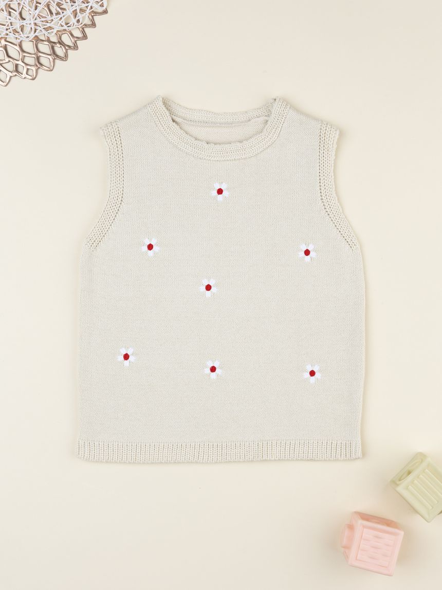 Gilet bimba beige margherite
