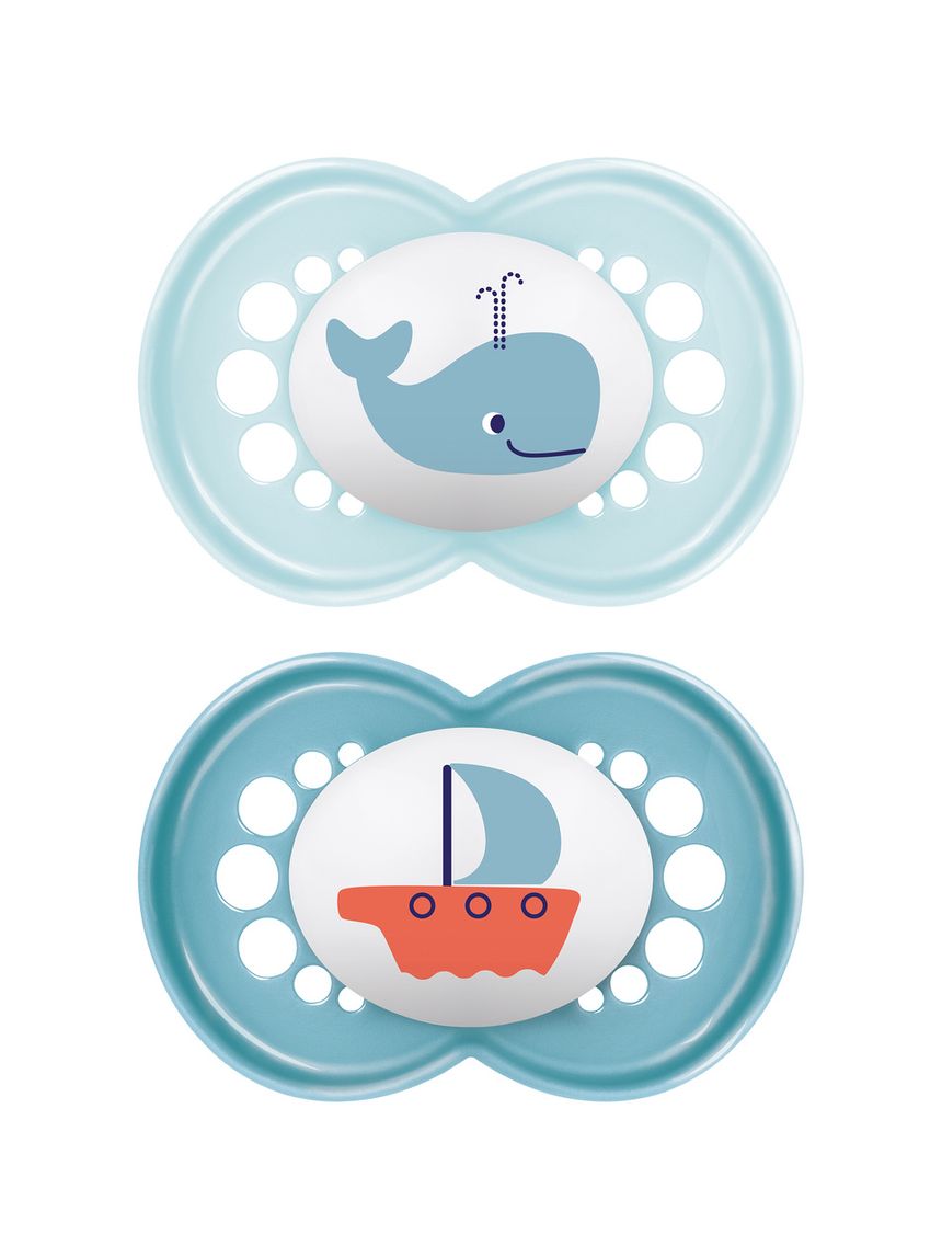 Succhietti original 16+ silicone bio-circolare conf. doppia azzurro/blu - mam