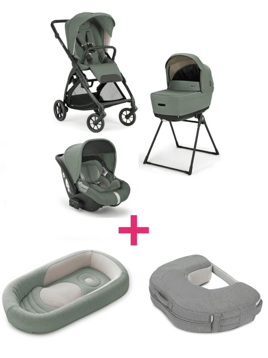 Trio inglesina system4 electa darwin  murray green con telaio total black + welcome pod balance green + cuscino allattamento elysia™ harmony grey a un prezzo speciale