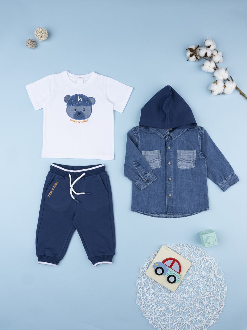Completo 3 pezzi bimbo denim