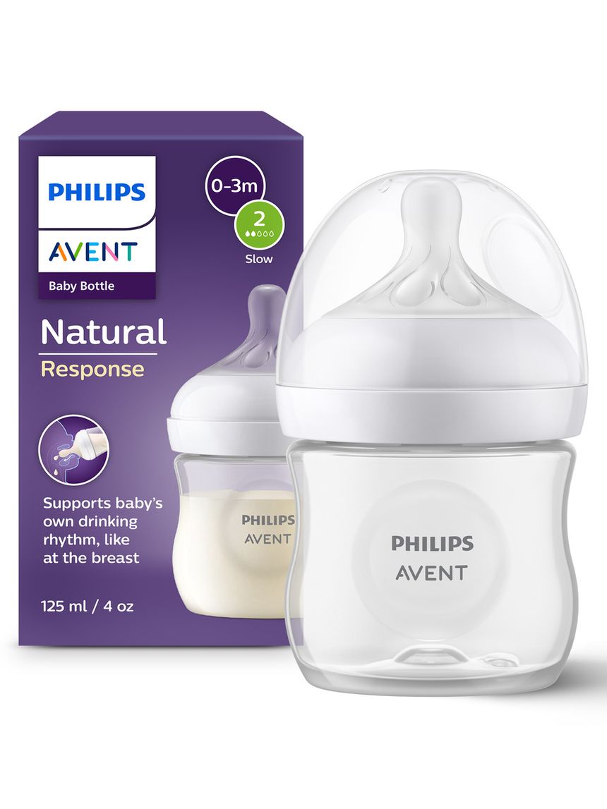 Biberon natural response 125 ml, con tettarella flusso 2 (lento). età consigliata: 0-3m. biberon 1 pz: scy900/01 - philips avent