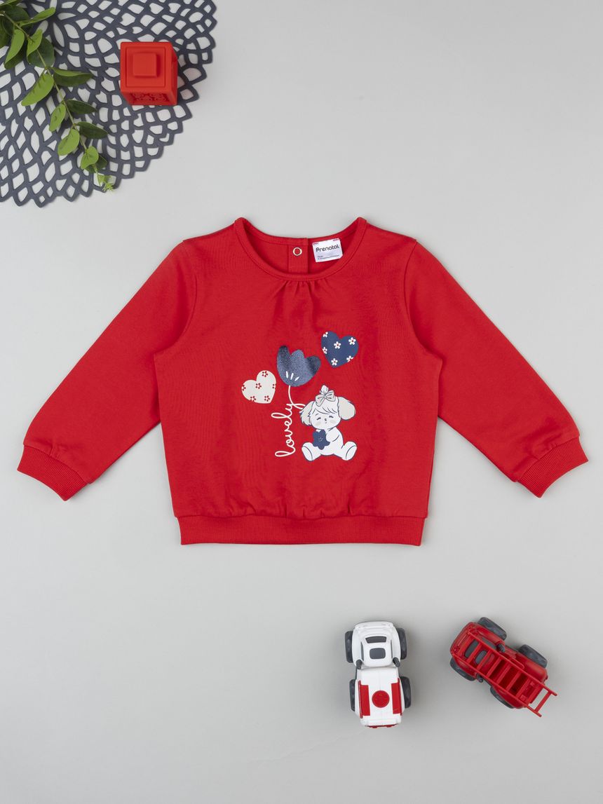 Felpa bimba rossa stampata