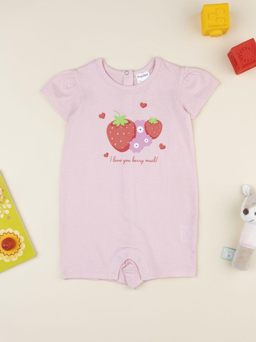 Pigiamone  corto bimba fragole