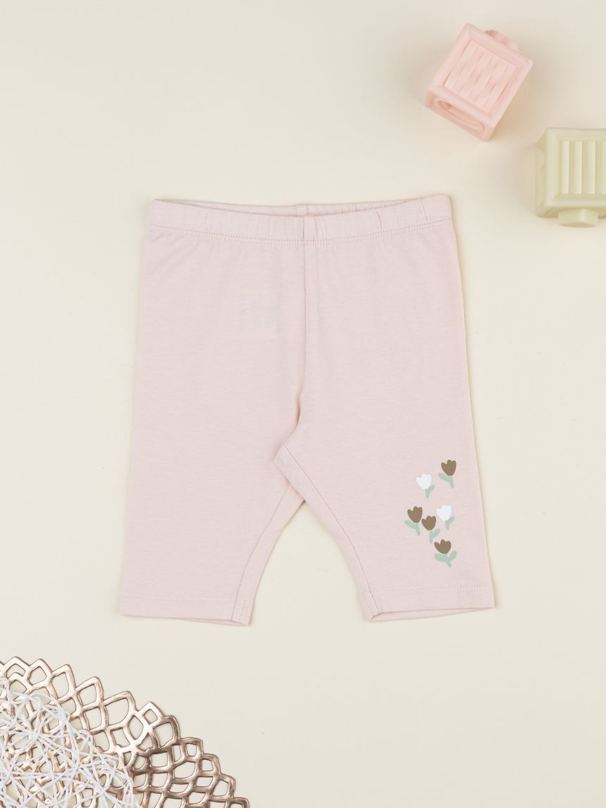 Legging bimba rosa tulipani