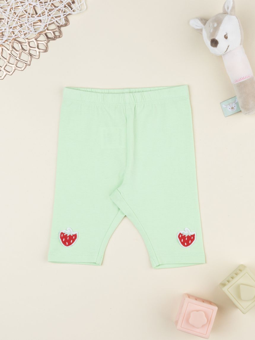 Legging 3/4 bimba verde patch fragole