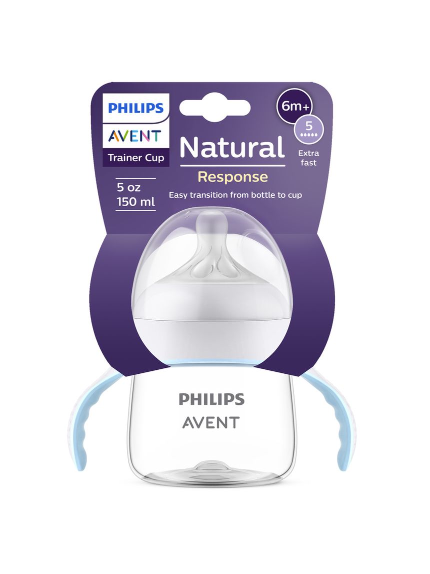 Bicchiere evolutivo natural response 125 ml, con tettarella flusso 5 (extra-veloce). età consigliata: 6m+. tazza biberon 1 pz - philips avent