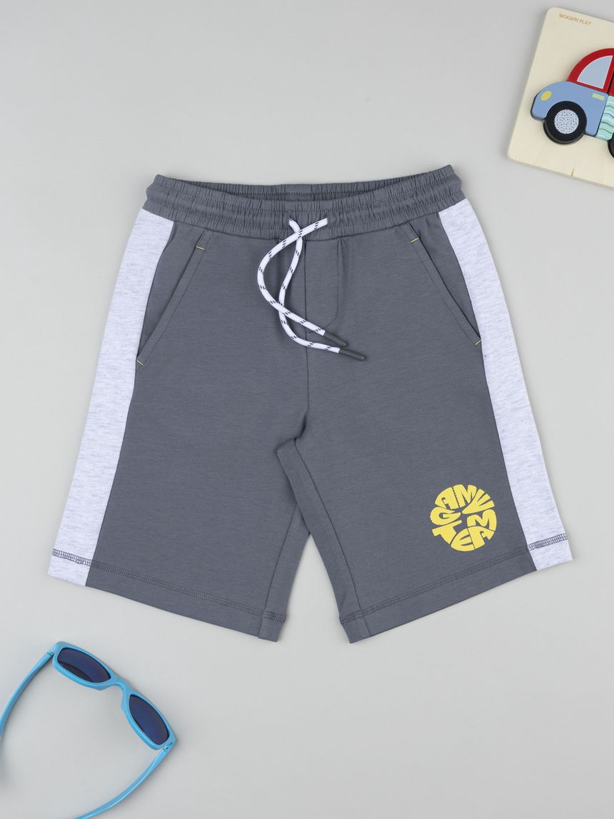 Shorts bimbo grigio bande bianche