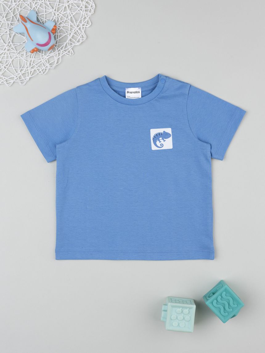 T-shirt bimbo azzurra camaleonte