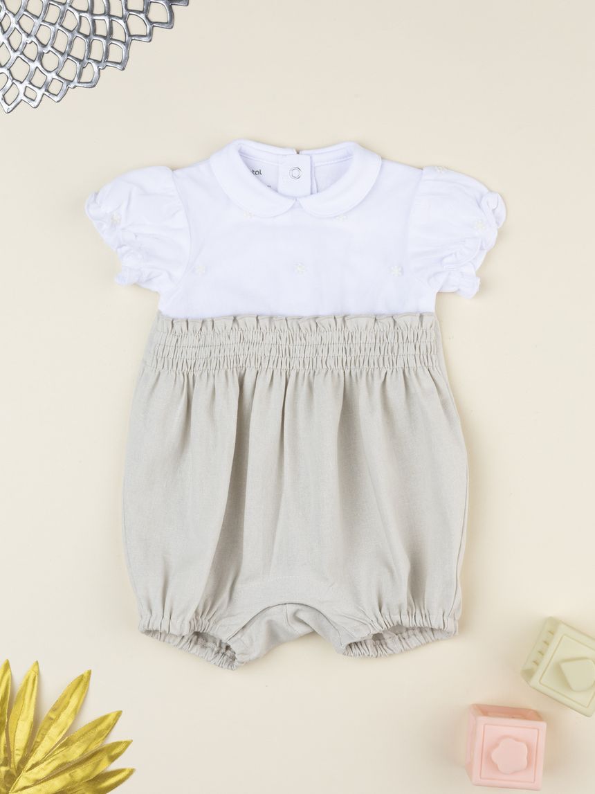 Pagliaccetto elegante bimba bianco/beige