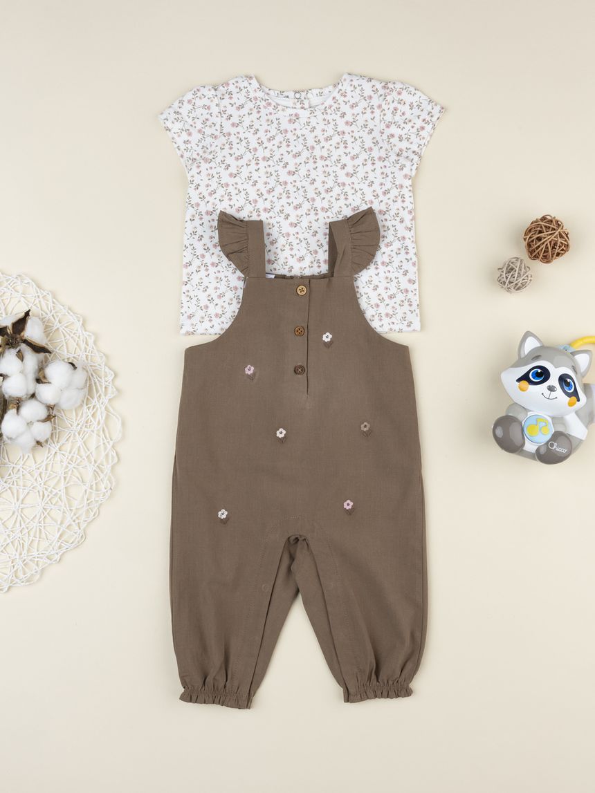 Completo salopet + t-shirt bimba wood