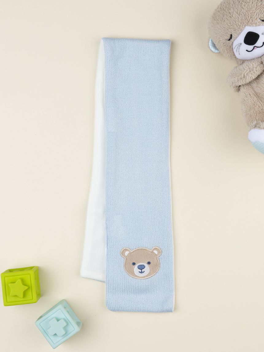 Sciarpa neonato azzurra con orsetto