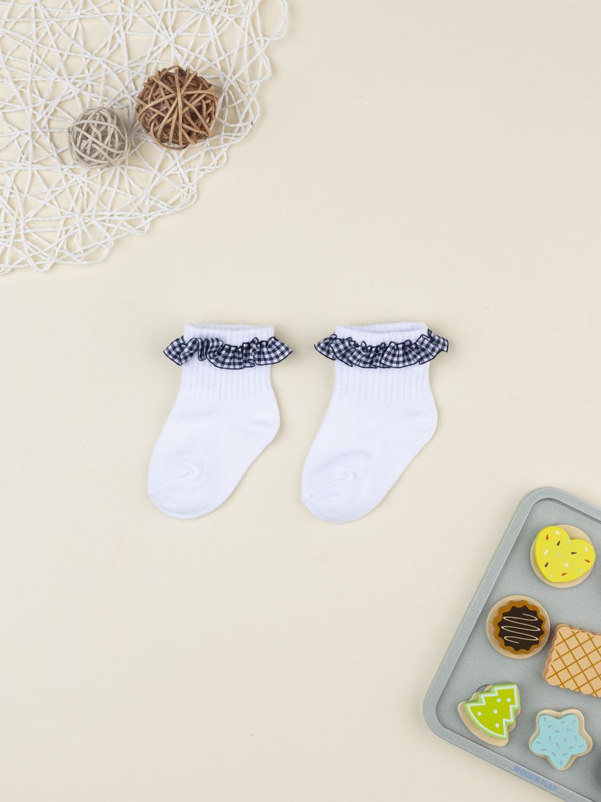 Calze corte bimba bianche profilo vichy