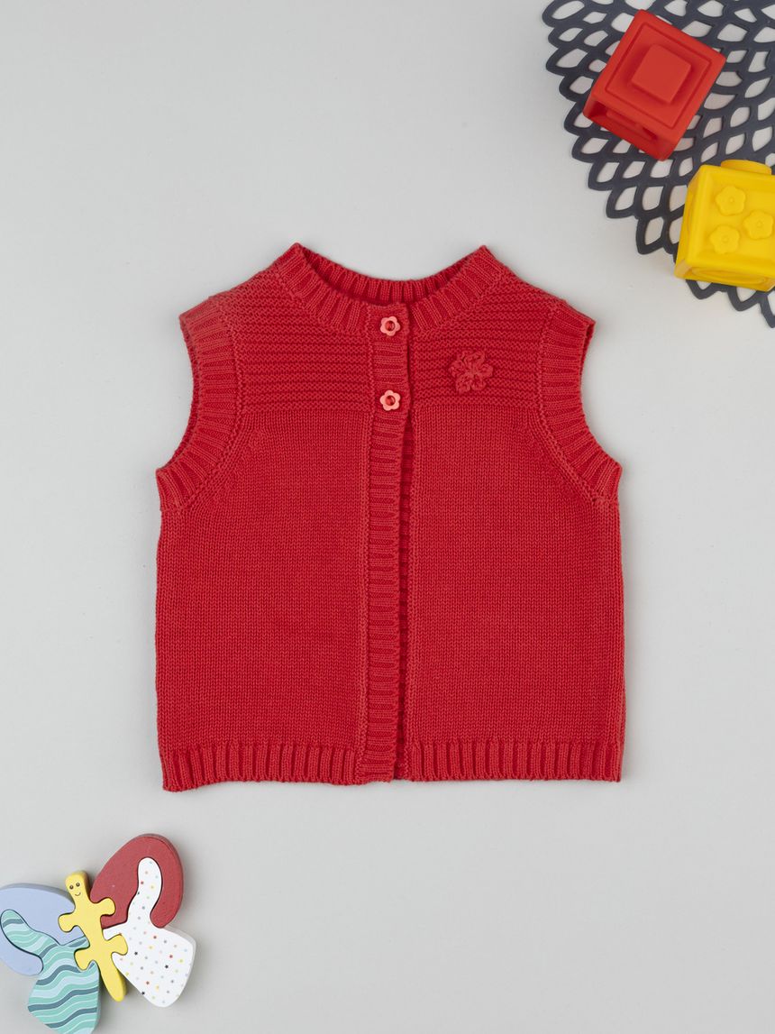 Gilet bimba rosso tricot