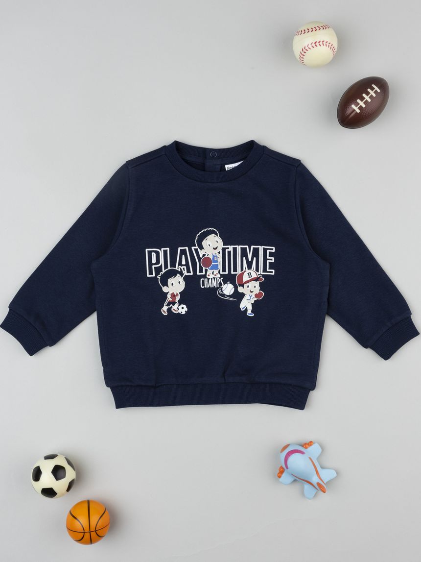 Felpa bimbo blu stampa "play time"