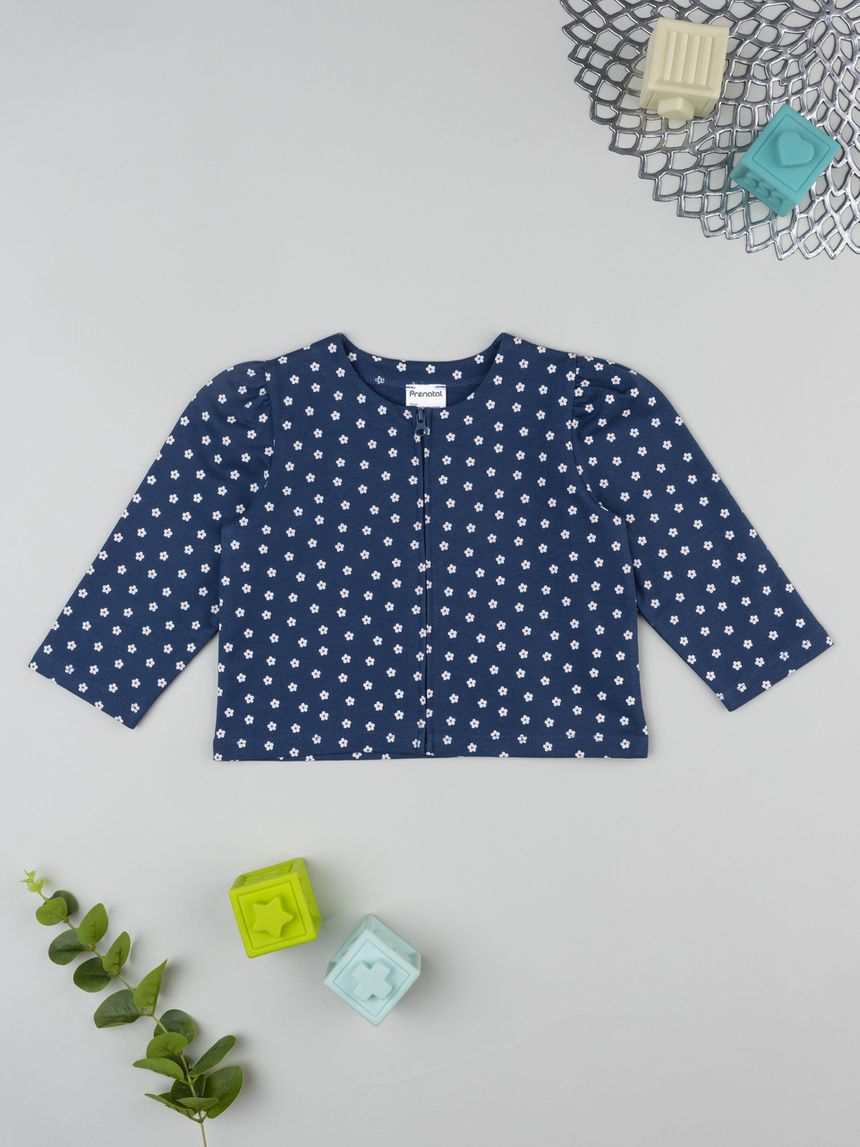 Felpa bimba blu micro fiori