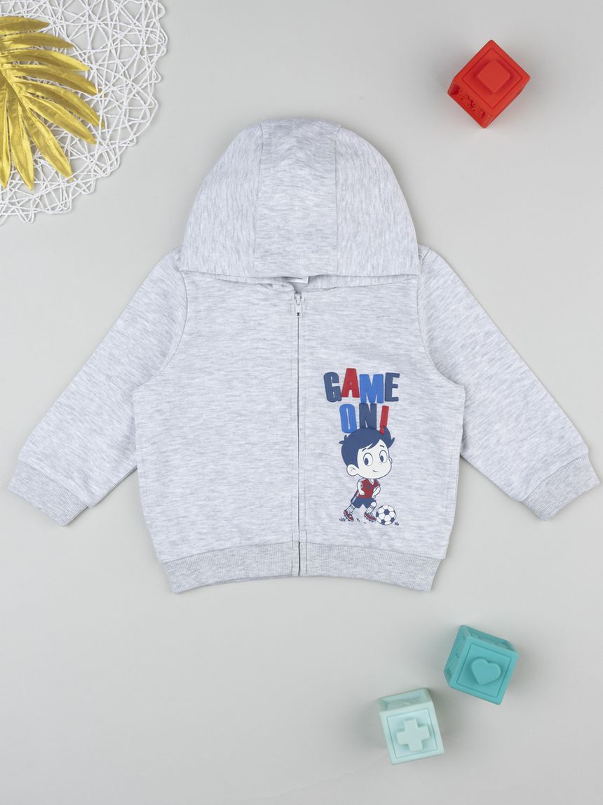 Felpa bimbo beige stampata