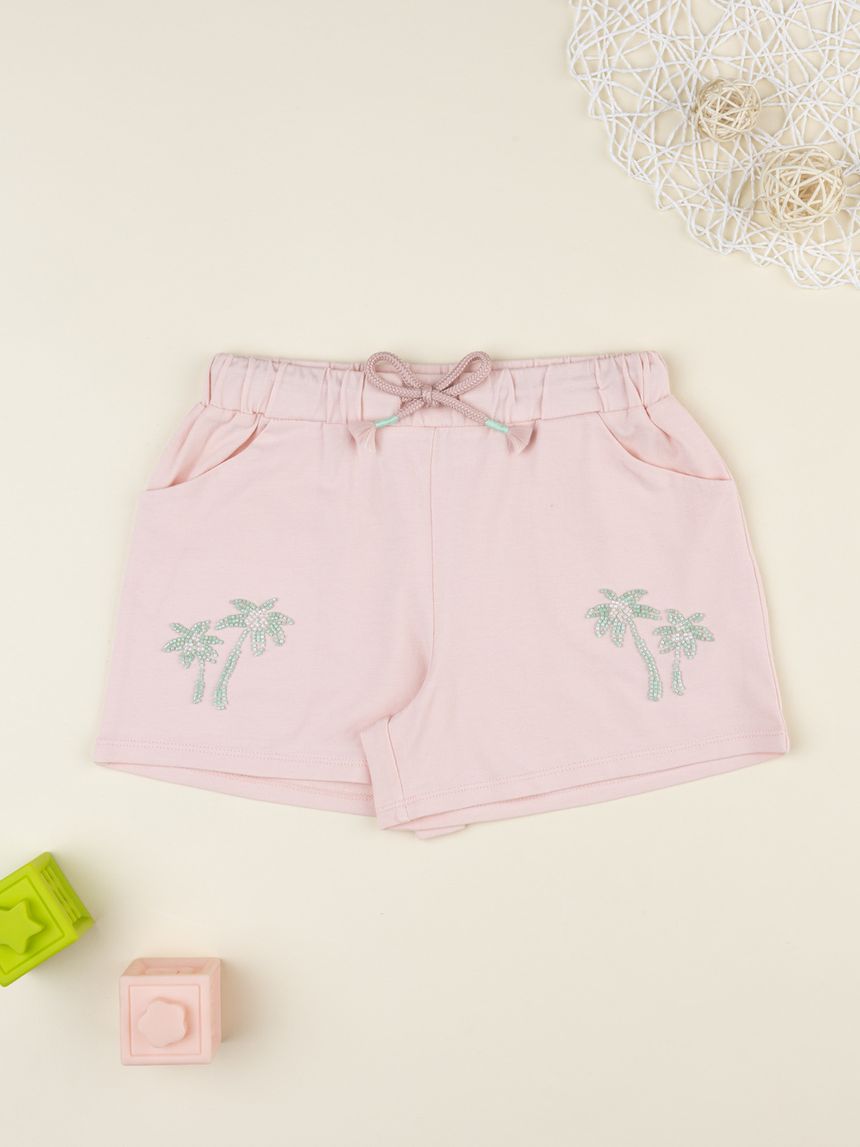 Shorts rosa bambina palme