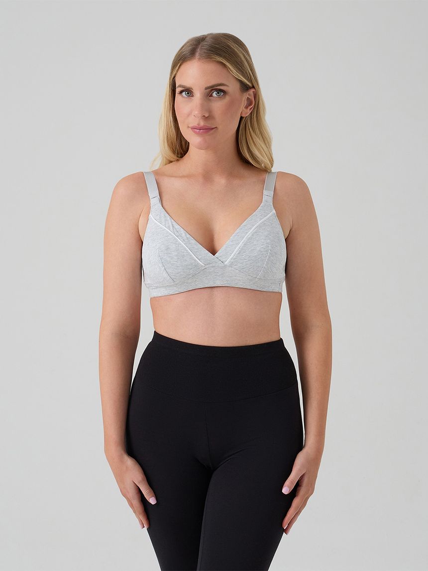 Reggiseno allattamento grigio inseri bianchi