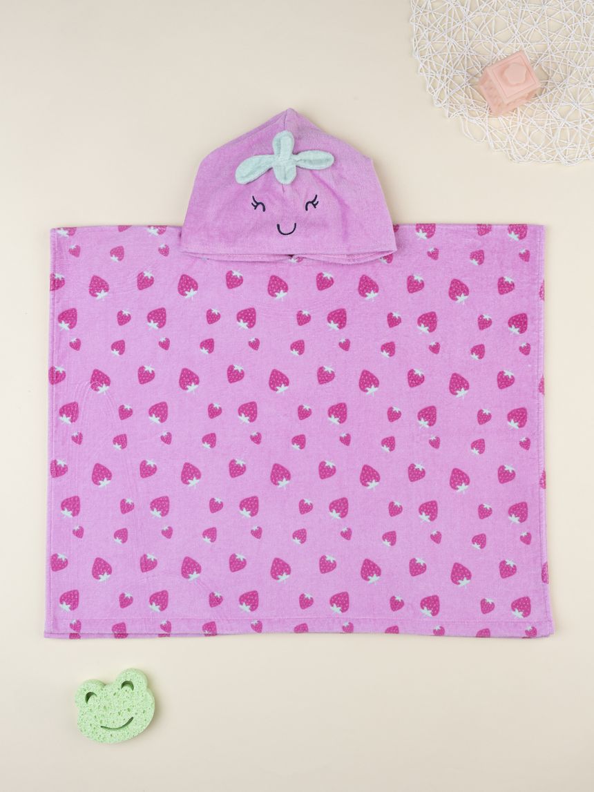 Poncho mare bimba rosa fragola