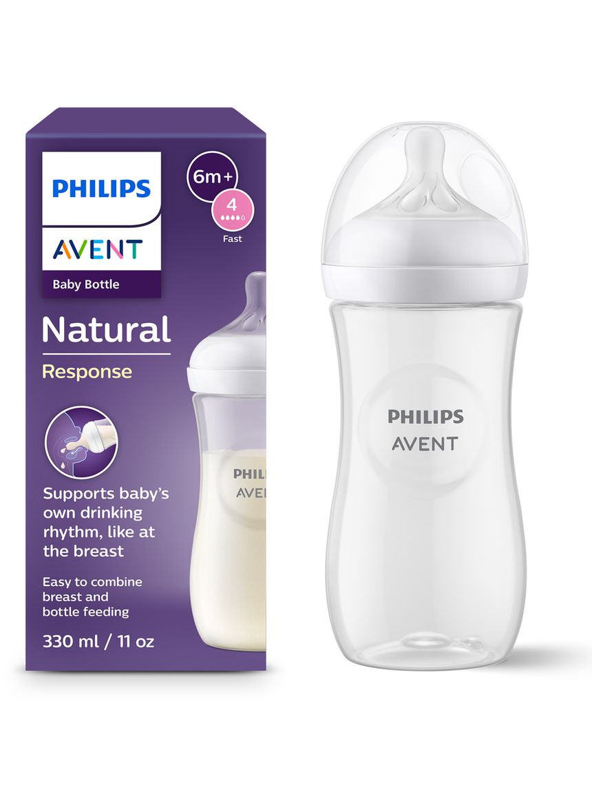 Biberon natural response 330 ml, con tettarella flusso 4 (veloce). età consigliata: 6m+. biberon 1 pz: scy906/01 - philips avent