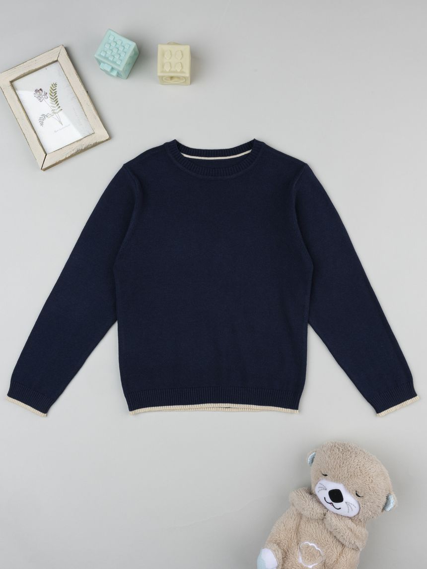 Maglione bambino blu notte girocollo