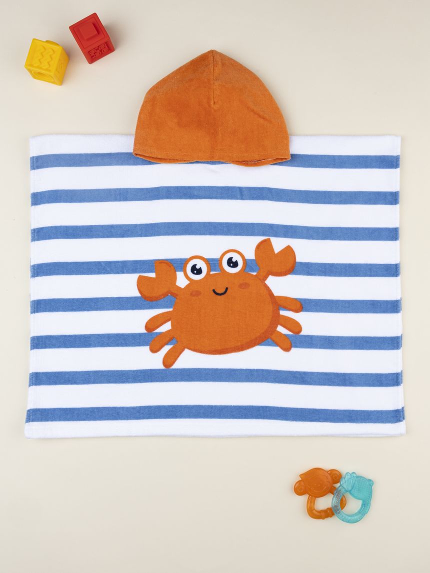 Poncho mare bimbo bianco/blu granchio