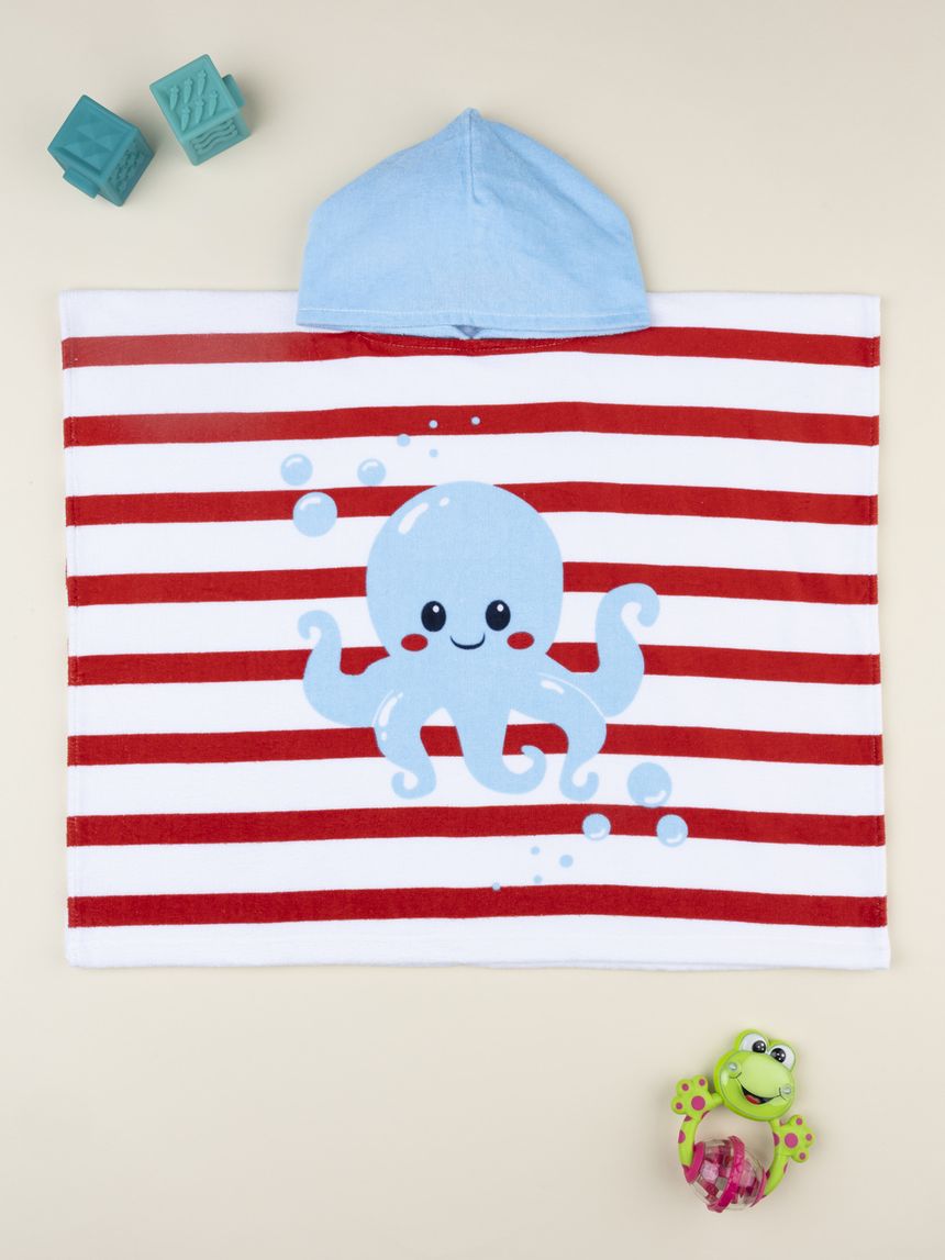 Poncho mare bimbo bianco/rosso polipo