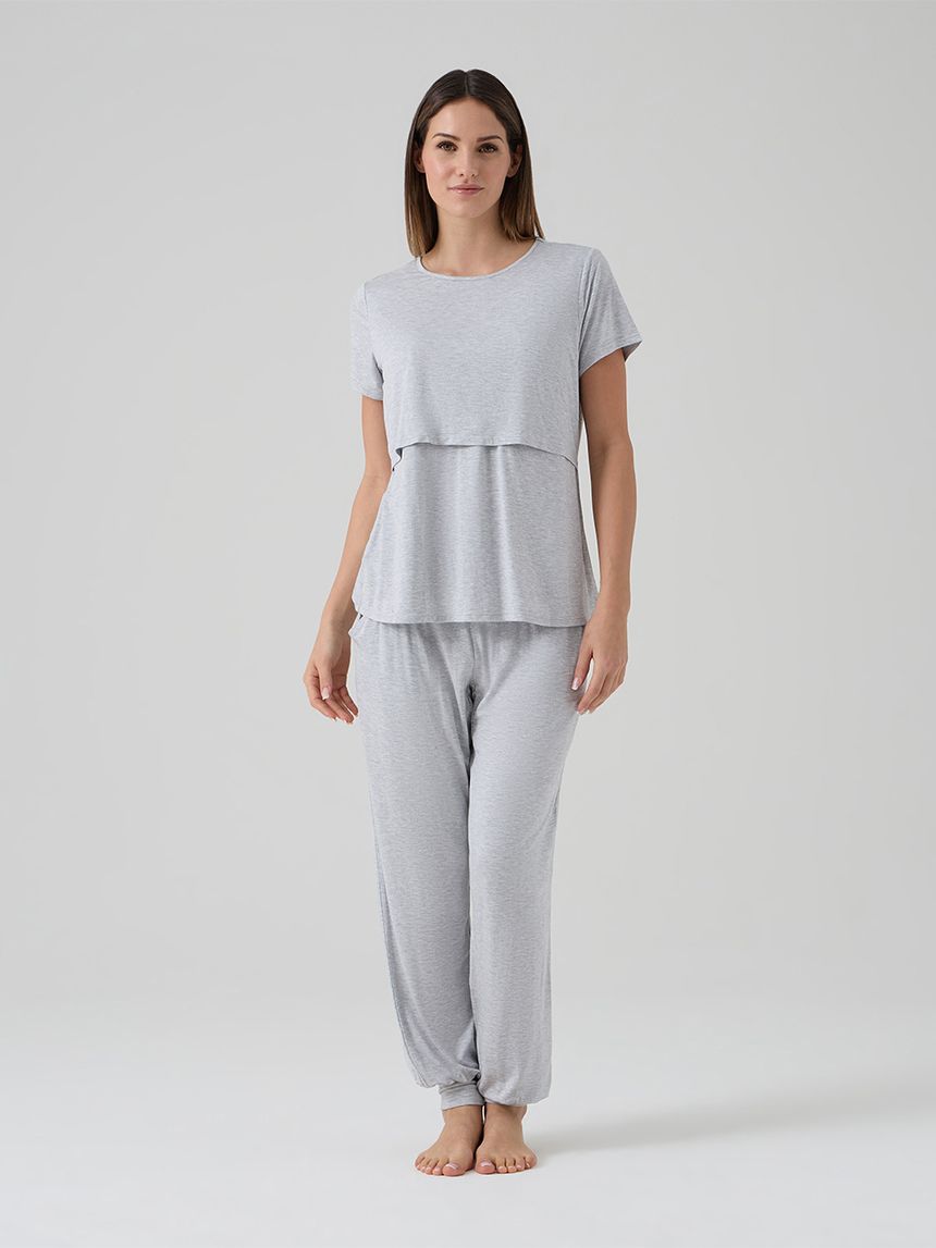 Pigiama allattamento due pezzi grigio