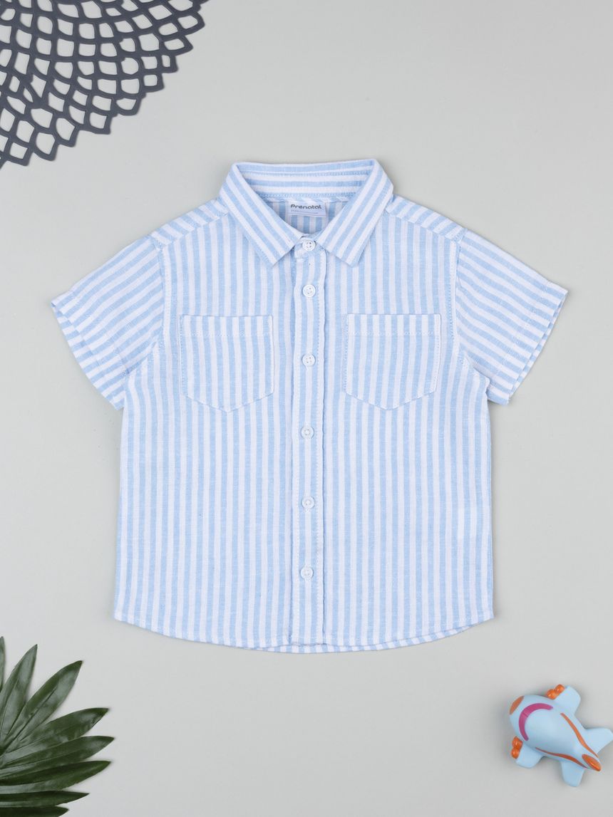 Camicia lino bimbo azzurra