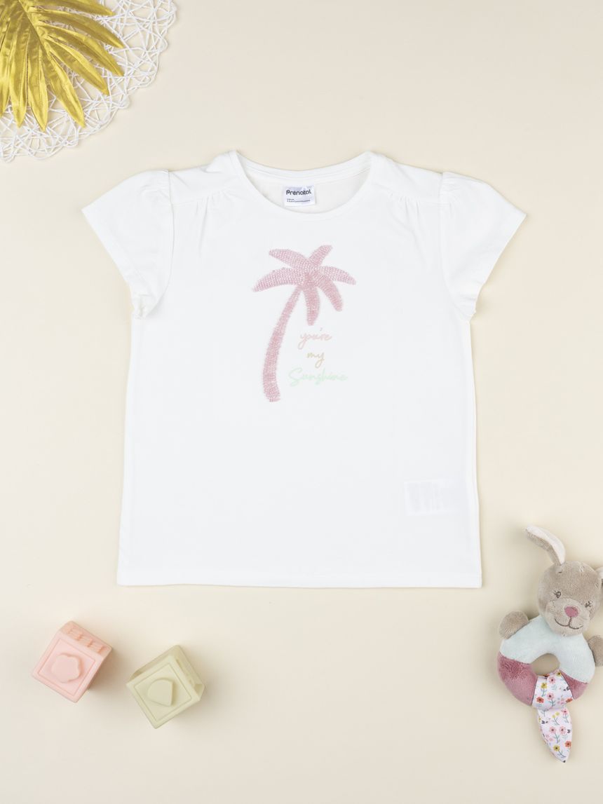 T-shirt bambina palma a perline