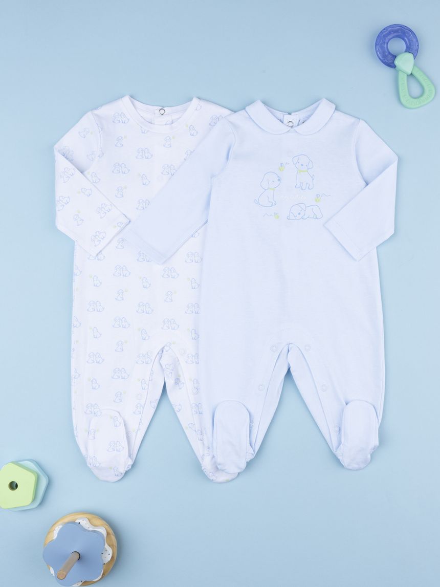 Pack 2 tutne bimbo azzurro/bianco cagnolini