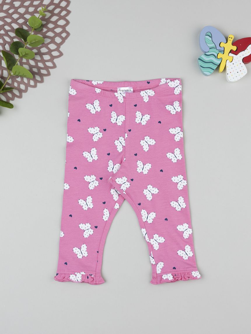 Legging bimba rosa farfalle