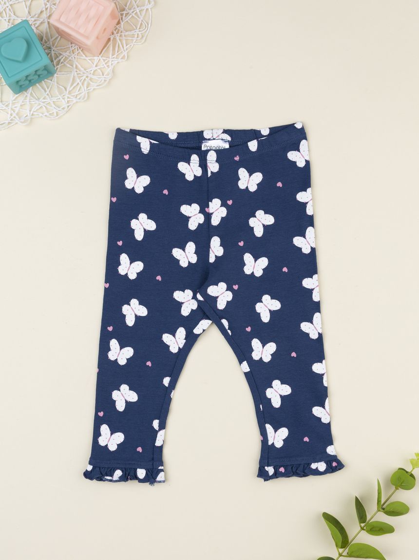 Legging bimba blu farfalle