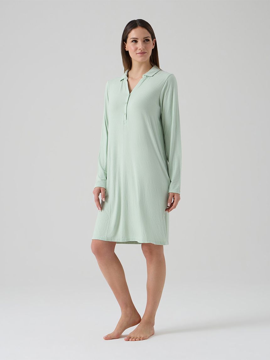 Camicia da notte allattamento costina verde