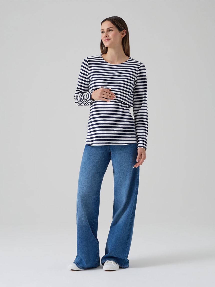 T-shirt allattamento righe bianche/blu