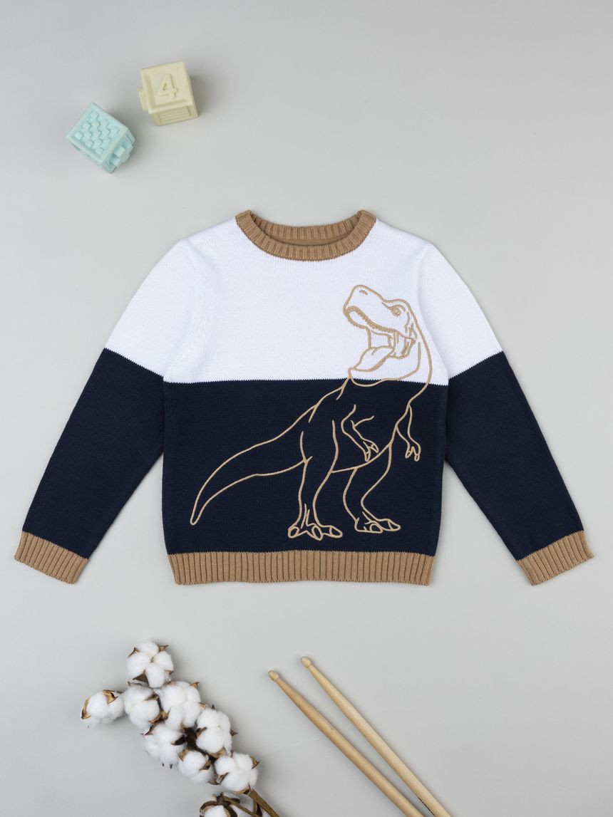 Maglia bimbo bianco/nera dino