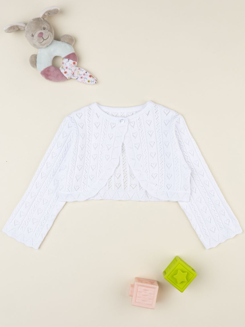 Cardigan bimba bianco cuori